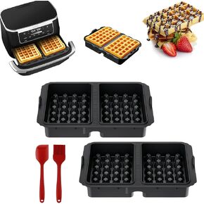 Silicone Waffle mold,Non Stick Waffle Liner,Reusable Waffle Baking Tins Compatible with Ninja Hot Air Fryer AF300EU,AF400EU,AF451EU,SL400EU and AF500DE,Belgian Waffles Waffle mold-2Pcs