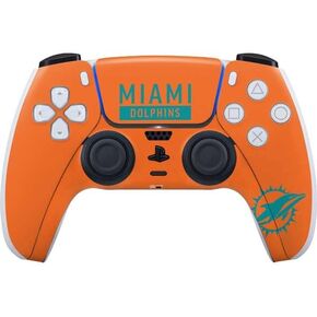Skinit Decal Gaming Skin Compatible with PS5 Controller - Officially Licensed NFL Miami Dolphins Orange Performance Series Design