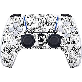 Skinit Decal Gaming Skin Compatible with PS5 Controller - Officially Licensed Looney Tunes Porky Pig Black and White Design