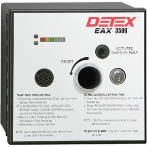 Detex EAX-3500SK EAX-3500 Series - Surface Mount Only Kit 24VAC/DC Hardwired Timed Bypass Surface Exit Alarm with Rechargeable Battery Surface Door Contacts Plug-in Transformer