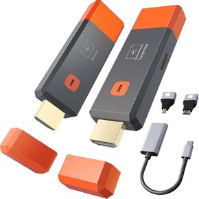 Wireless HDMI Transmitter and Receiver 165FT/50M, 4K Decode to 1080P Output, Plug & Play Dual Band 2.4G/5.8G Wireless HDMI for PC/PS5/Projector/TV Box/Monitor, No Delay Streaming