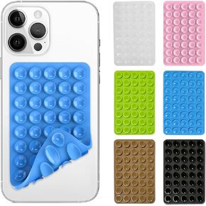 6Pcs Silicone Suction Cup Phone Case Mount Double Sided, Phone Accessories Hands-Free Strong Grip Holder for Selfies and Videos, Silicon Phone Stand for iPhone and Android Mixed Colour (Dark Colour)
