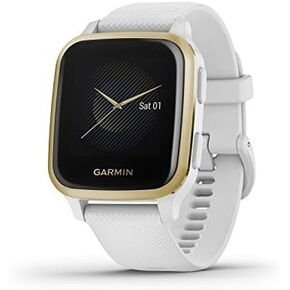 Garmin 010-02427-01 Venu Sq, GPS Smartwatch with Bright Touchscreen Display, Up to 6 Days of Battery Life, Light Gold and White (Renewed Premium)