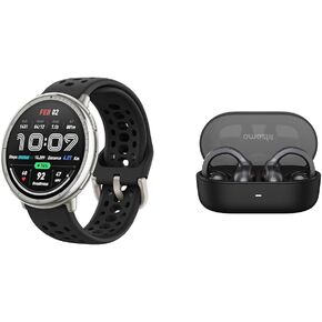 Bundle of Amazfit Active 2 Smart Watch 44mm, GPS Maps with Direction, Fitness Tracker, 10 Day Battery (Black) + Up OWS Bluetooth 5.3 Headphones, Open Ear Wireless Earbuds with Easy Touch Control