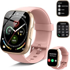 Smart Watch for Women Men, 1.95" HD Touchscreen Fitness Tracker with Bluetooth Calling, Fitness Watch with 110+ Sports Modes/Heart Rate/Sleep Monitor, IP68 Waterproof Smartwatch for Android iOS, Pink