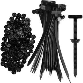 100pcs Nylon Universal Cable Tie Buckle – Heavy Duty Self-Locking Zip Ties Holder with Pin & Button Design, Plastic Cable Ties Tool Fasteners Car Body, UV Resistant Zipties for Car Daily Fixing