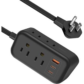 Surge Protector Power Strip- 8 Outlets with 3 USB Charging Ports, Multi Plug Outlet Extender, Flat Plug Wall Mount Desk USB Charging Station for Home Office