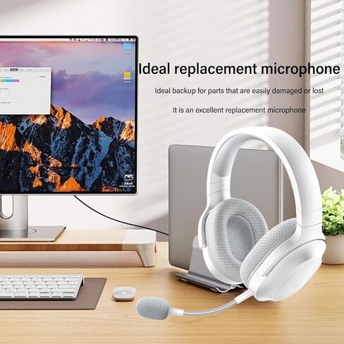 Yoidesu Mic Replacement for Barracuda X Game Headset, 3.5mm Detachable Gaming Boom Microphone with Foam (White) in Saudi Arabia