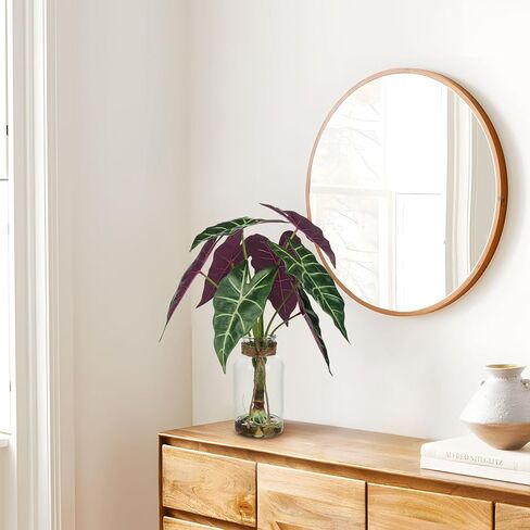 Briful 17 بوصة نبات وهمي لمسة حقيقية نبات Alocasia Bambino الاصطناعي في وعاء الحضانة الأسود فو Alocasia Polly Houseplant للجرف الطاولة المركزية ديكور المنزل المزرعة، أرجواني أخضر in Saudi Arabia