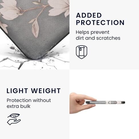 حالة Kwmobile متوافقة مع Kobo Clara BW/Color Case - غطاء Ereader - Magnolias Taupe/White/Blue Gray in Saudi Arabia