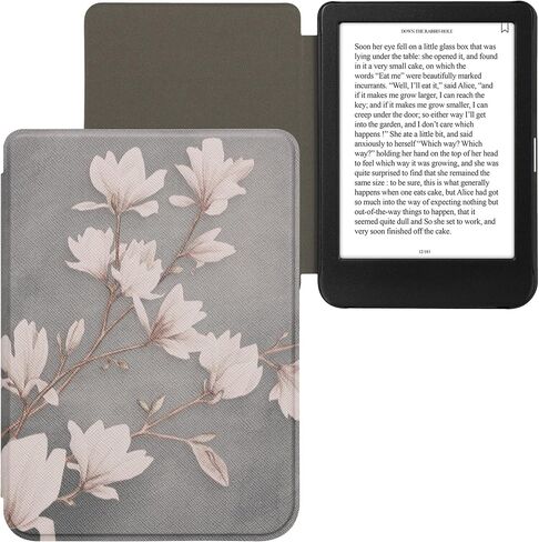 حالة Kwmobile متوافقة مع Kobo Clara BW/Color Case - غطاء Ereader - Magnolias Taupe/White/Blue Gray in Saudi Arabia