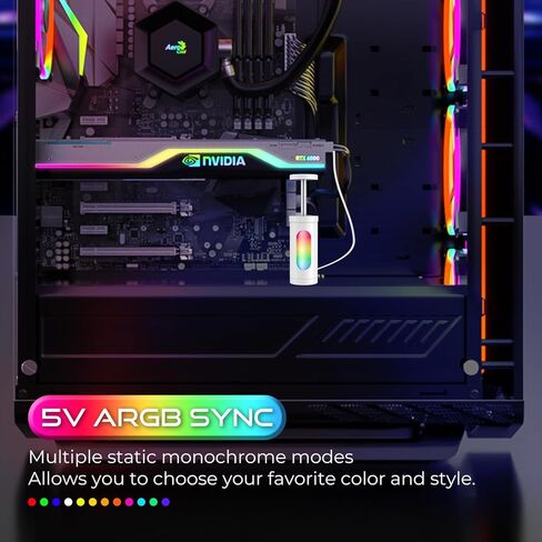Aurawave GPU Support Bracket ، حامل بطاقة الفيديو المضاد لـ SAG ، قوس GPU قابل للتعديل مع قاعدة المغناطيس ، دعم بطاقة رسومات ARGB 5V 3PIN 67-110 مم (أسود) in Kuwait