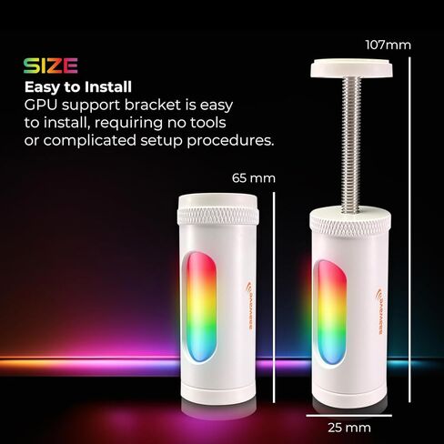 Aurawave GPU Support Bracket ، حامل بطاقة الفيديو المضاد لـ SAG ، قوس GPU قابل للتعديل مع قاعدة المغناطيس ، دعم بطاقة رسومات ARGB 5V 3PIN 67-110 مم (أسود) in Kuwait