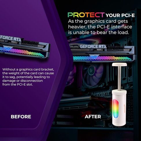 Aurawave GPU Support Bracket ، حامل بطاقة الفيديو المضاد لـ SAG ، قوس GPU قابل للتعديل مع قاعدة المغناطيس ، دعم بطاقة رسومات ARGB 5V 3PIN 67-110 مم (أسود) in Kuwait