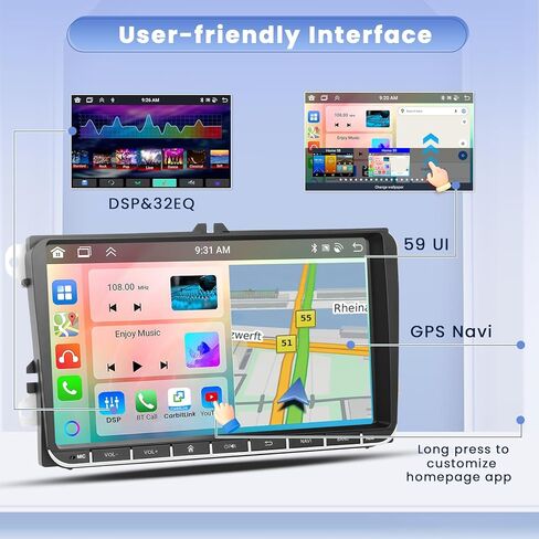 Hikity 8 Core 4+64GB لـ VW Jetta Passat Tiguan Skoda Seat Android 13 Car Stereo Carplay ، 9 بوصة IPS شاشة اللمس Android Auto Car Radio مع 59 UI App in Saudi Arabia