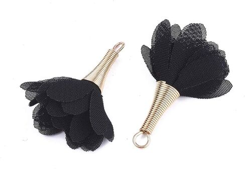 Cheriswelry Cloth Fabric Flower Pendants Floral Petal Tassel Charms with Golden Cap for DIY Earrings Keychain Jewelry Making Crafts in Saudi Arabia