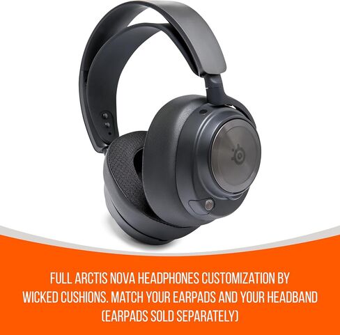 WC Earpad and Upgraded Silicone Headband Combo for Arctis Nova Headphones | Cooling Gel Earpads & Matching Design Headband for Epic Gaming | Black in Saudi Arabia