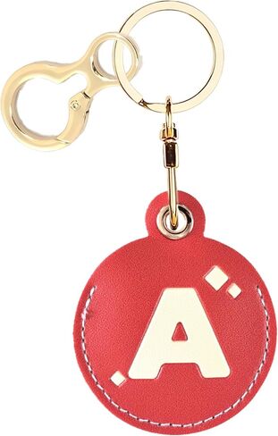 Personalized Initial Letter Leather Keychain Holder Case Compatible with AirTag,Cute Protective Air Tag Cover with Keyring,Anti-Scratch Finder GPS Tracker Case for Pets Keys Wallet(M) in Kuwait
