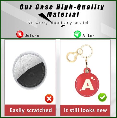 Personalized Initial Letter Leather Keychain Holder Case Compatible with AirTag,Cute Protective Air Tag Cover with Keyring,Anti-Scratch Finder GPS Tracker Case for Pets Keys Wallet(M) in Kuwait