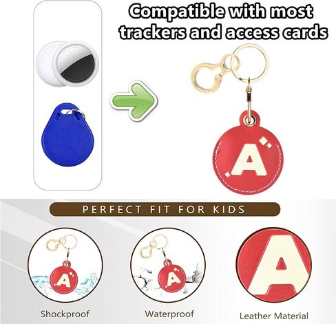 Personalized Initial Letter Leather Keychain Holder Case Compatible with AirTag,Cute Protective Air Tag Cover with Keyring,Anti-Scratch Finder GPS Tracker Case for Pets Keys Wallet(M) in Kuwait