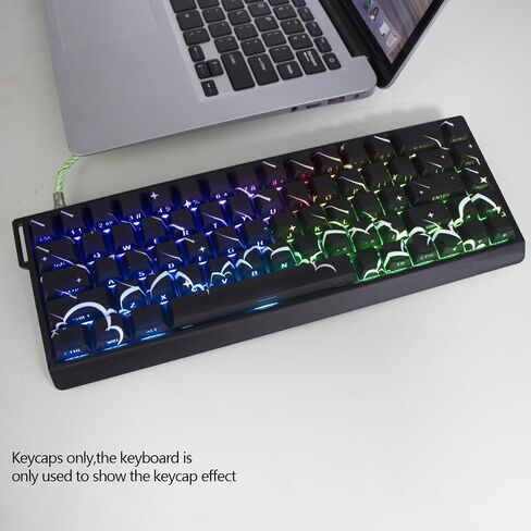 JSJT Black Key Caps - PBT Side Printed Translucent Keycaps, Star Rain Theme 74 Keys Cherry Profile Keycap Set Suitable for Cherry MX Switches 60/61/65/67/68 Mechanical Keyboards (Key Caps Only) in Kuwait