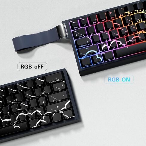 JSJT Black Key Caps - PBT Side Printed Translucent Keycaps, Star Rain Theme 74 Keys Cherry Profile Keycap Set Suitable for Cherry MX Switches 60/61/65/67/68 Mechanical Keyboards (Key Caps Only) in Kuwait