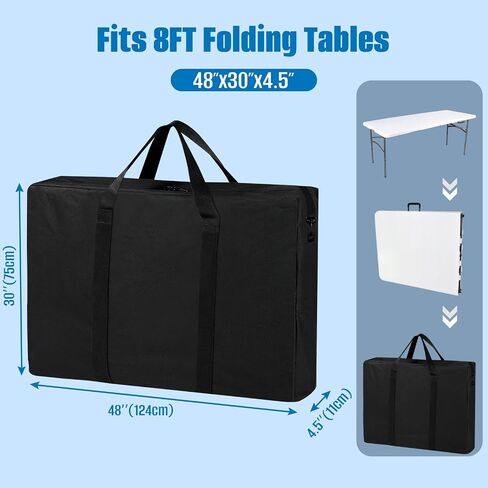 SIRUITON Folding Table Storage Bag Fits 8FT Tables, Thick 600D Oxford in Saudi Arabia