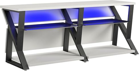 NTNESE Genesis Gaming TV Stand لأجهزة التلفزيون التي تصل إلى 70 "، وقصة تلفزيون إدارة الأسلاك ، ومركز ألعاب الترفيه ، وكهف مان ، وغرفة ألعاب ، وغرفة اللعب ، وأضواء RGB LED ، أبيض in Kuwait