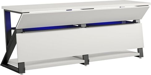 NTNESE Genesis Gaming TV Stand لأجهزة التلفزيون التي تصل إلى 70 "، وقصة تلفزيون إدارة الأسلاك ، ومركز ألعاب الترفيه ، وكهف مان ، وغرفة ألعاب ، وغرفة اللعب ، وأضواء RGB LED ، أبيض in Kuwait