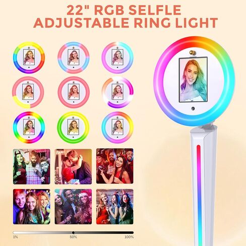 Portable Photo Booth Shell Stand for I Pad 10.2 "10.9" 11 "12.9" Control RGB Ring Ring Music Music Sync Box Metal Fashion Machine for Events Rental and Wedding (A2) in Kuwait