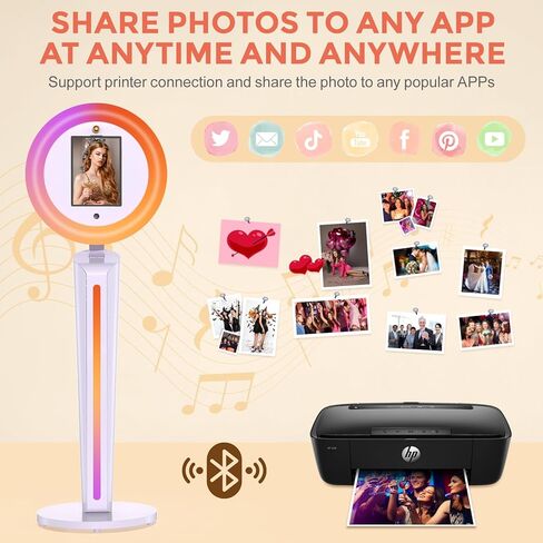 Portable Photo Booth Shell Stand for I Pad 10.2 "10.9" 11 "12.9" Control RGB Ring Ring Music Music Sync Box Metal Fashion Machine for Events Rental and Wedding (A2) in Kuwait