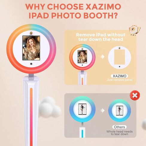 Portable Photo Booth Shell Stand for I Pad 10.2 "10.9" 11 "12.9" Control RGB Ring Ring Music Music Sync Box Metal Fashion Machine for Events Rental and Wedding (A2) in Kuwait