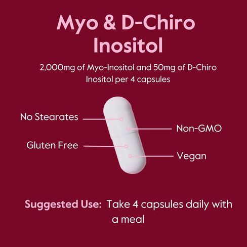 BESTVITE Myo & D-Chiro Inositol (120 كبسولة نباتية) - نسبة 40:1 - بدون ستيرات - نباتي - غير معدل وراثيًا - خالي من الغلوتين in Saudi Arabia