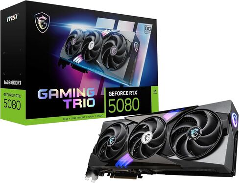 MSI GeForce RTX 5080 16G Gaming Trio OC Graphics Card - RTX 5080 GPU, 16GB GDDR7 (30Gbps/256-bit), PCIe 5.0 - TRI FROZR 4 (3 x STORMFORCE Fan), Gaming & Silent Mode, RGB - HDMI 2.1b, DisplayPort 2.1b in Saudi Arabia