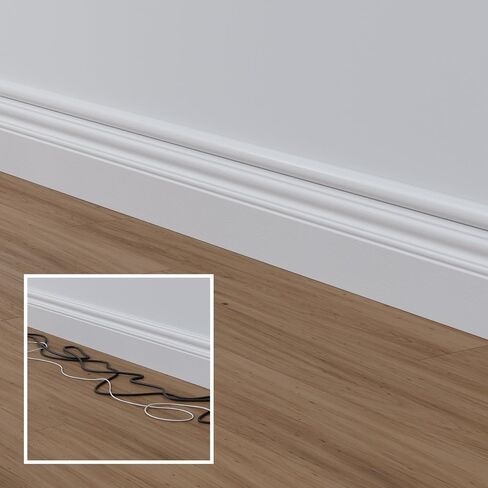 D-Line 15.7in TV Cord Hider, Patented Half Round Cable Cover, Hide Wall Mount TV Wires, Hinged One-Piece Cable Concealer, Adhesive, Decorative Raceway - 1.18in W x 0.59in H x 15.7in L - White in Kuwait