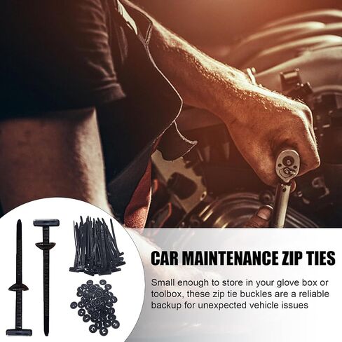 100pcs Nylon Universal Cable Tie Buckle – Heavy Duty Self-Locking Zip Ties Holder with Pin & Button Design, Plastic Cable Ties Tool Fasteners Car Body, UV Resistant Zipties for Car Daily Fixing in Saudi Arabia