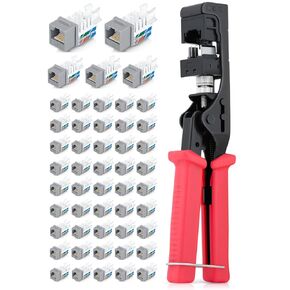 حزمة Everest Media Solutions - عنصران: لوحة تصحيح Keystone 24 منفذًا + 50 حزمة من RJ45 CAT6 Keystone Jacks - Gray
