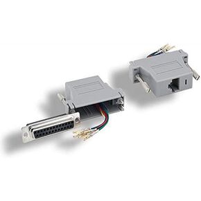CableWholesale DB25 to RJ45 Modular Adapter - F/F - Serial Adapter, DB25 Female to RJ45 Female Jack, DB25 Female to RJ45 Female Modular Adapter Kit, Gray