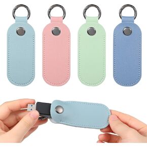 4PCS Leather USB Flash Drive Case, Flash Drive Storage Case, Small USB Flashes Drives Holder Keychain, Pen Drives Protective Cover