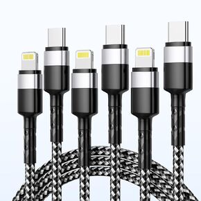 USB C إلى كبل البرق ، 3pack (6.6/6.6/10ft) كبل الشاحن السريع iPhone ، [Apple MFI معتمد in Saudi Arabia