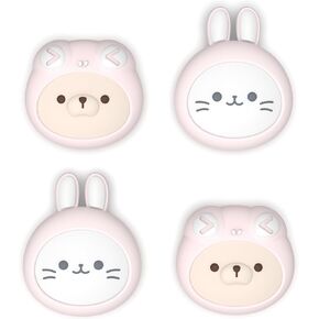 PlayVital Thumb Grips for Nintendo Switch 2 | Kawaii Silicone Joystick Caps (4-Pack) - Cute Accessories Animal Design Thumbstick Covers for Joycon 2 - Pink Cosplaying Kitten & Puppy