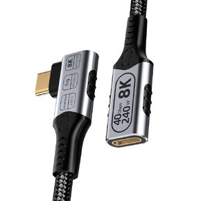 short right angle usb c extension 2FT Compatible with Thunderbolt 4 Extension Cable high Speed 40Gbps Data Transfer,8k/4k@60hz video,240w Fast Charging male to female usb-c 90 degree extension cable