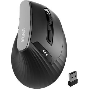 Vertical Mouse Wireless, 2.4G Rechargeable Mouse with Battery Indicator,4 Level DPI,Ergonomic Design for Comfort and Reduced Wrist Strain, Ideal for Home,Office Use (Black)