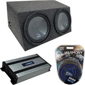 Harmony Audio Universal Car Stereo Hatchback Sealed Dual 12" Harmony Bundle R124 Sub Box & HA-A800.1