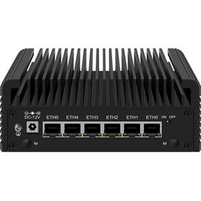 CWWK Fanless Mini PC Intel N Series-N100(4C/4T up to 3.4GHz) Low Power Processor, DDR5, 6x2.5GbE Intel I226V, 4K Display Outputs,M.2 NVMe, SATA3.0, 5 USB Ports, Firewall Router (N100-6L 16G/256G)
