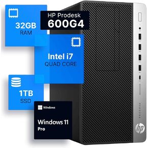 HP ProDesk 600G4 Tower Desktop Computer | Intel i7-8700 (3.4) | 32GB DDR4 RAM | 1TB SSD Solid State | Windows 11 Professional | Home or Office PC (Renewed)
