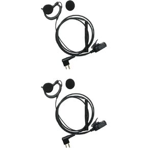 CP200D G-Shape Headset with PTT Mic for Two Way Radio Walkie Talkies 2-Pin Earpiece Compatible with Motorola CLS1110 CLS1410 CP185 BPR40 Mag One DTR650 RMU2040 RDU4100 2pack