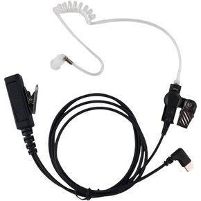 USB-C Covert Acoustic Tube Earpiece with PTT Button & in-Line Mic - Compatible with Teams, Zello, and Walkie Talkie Apps on Android/iOS Smartphones
