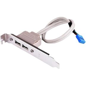 Computer for Case Female Back Panel PCI Baffle USB 2.0 9pin Cable 2-Port Motherboard Extension Double Wire 0.3