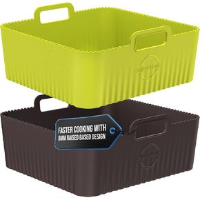 Premium 8.3inch Square Air Fryer Silicone Liners for Ninja AF141 & 6Qt Coosri Air Fryer | 0.1inch Liner Thickness & 0.3mm high Silicone Lines on Base | Dishwasher Safe |